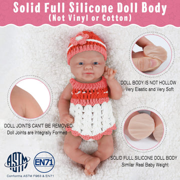 Vollence 14 Inch Full Body Silicone Baby Dolls,Not Vinyl Dolls,Soft Realistic Real Silicone Baby Doll Bald, Lifelike Newborn Platinum Silicone Baby Doll - Girl