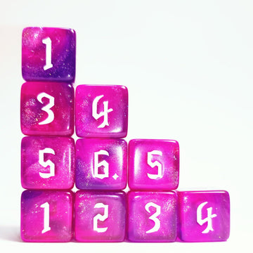 10 Pc D6 Dice 16Mm Acrylic Dice Set For Rpg Mtg Dnd Dice Table Games And Board Games (Pink)