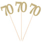 Giuffi 70th Birthday Centerpiece Sticks - Pack of 10 Gold Glitter Table Toppers, Wood, Model 70-10G