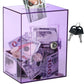 Imeepa Clear Acrylic Piggy Bank With Lock And Key For Kids Adults, Openable Money Saving Box For Cash Coins Real Money (Purple)