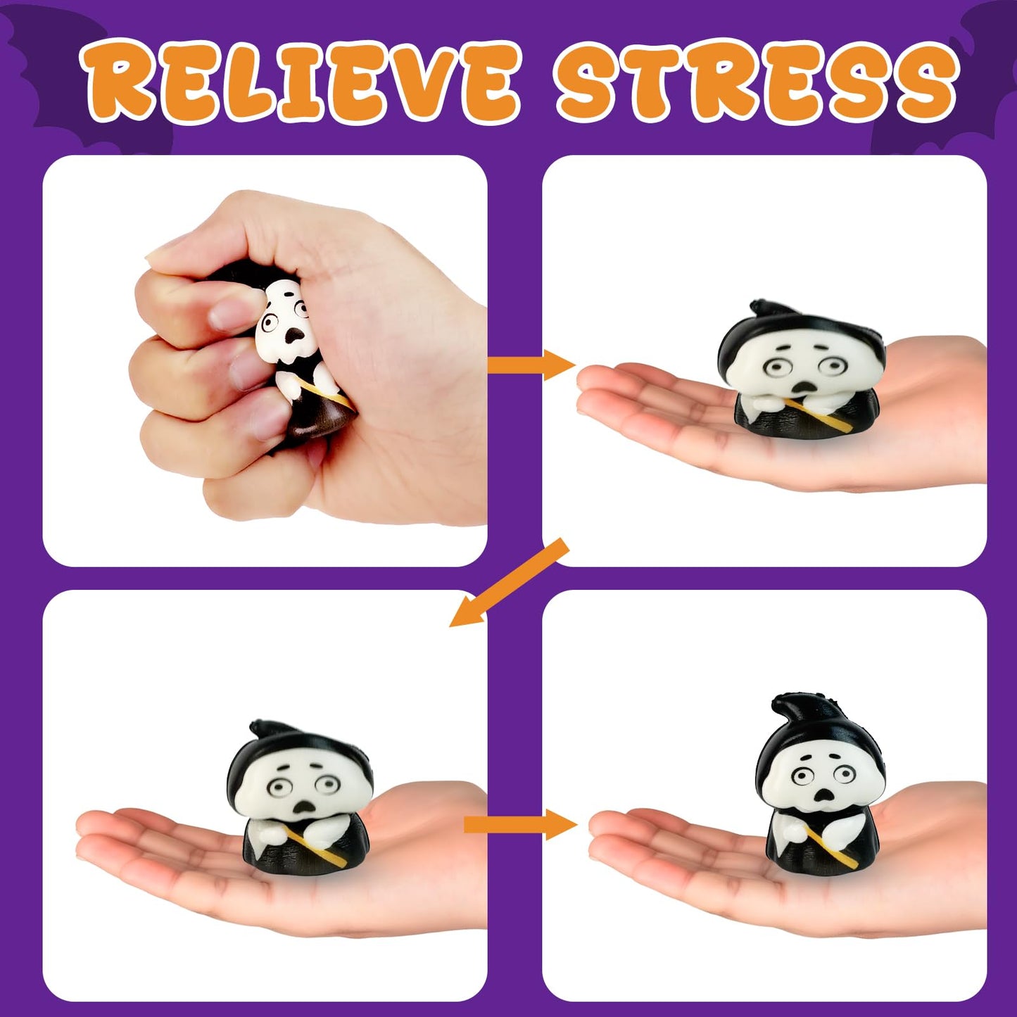 24PCS Halloween Squishies Toys for Kids,Halloween Squishies,Slow Rising Squishy Halloween Stress Fidget Toys,Non Candy Trick or