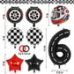Race Car 6 Balloons, 40 Inch Racetrack Number 6 Balloon, Large Foil Mylar Racetrack Black 6 Balloon For 6 Year Old Birthday Race