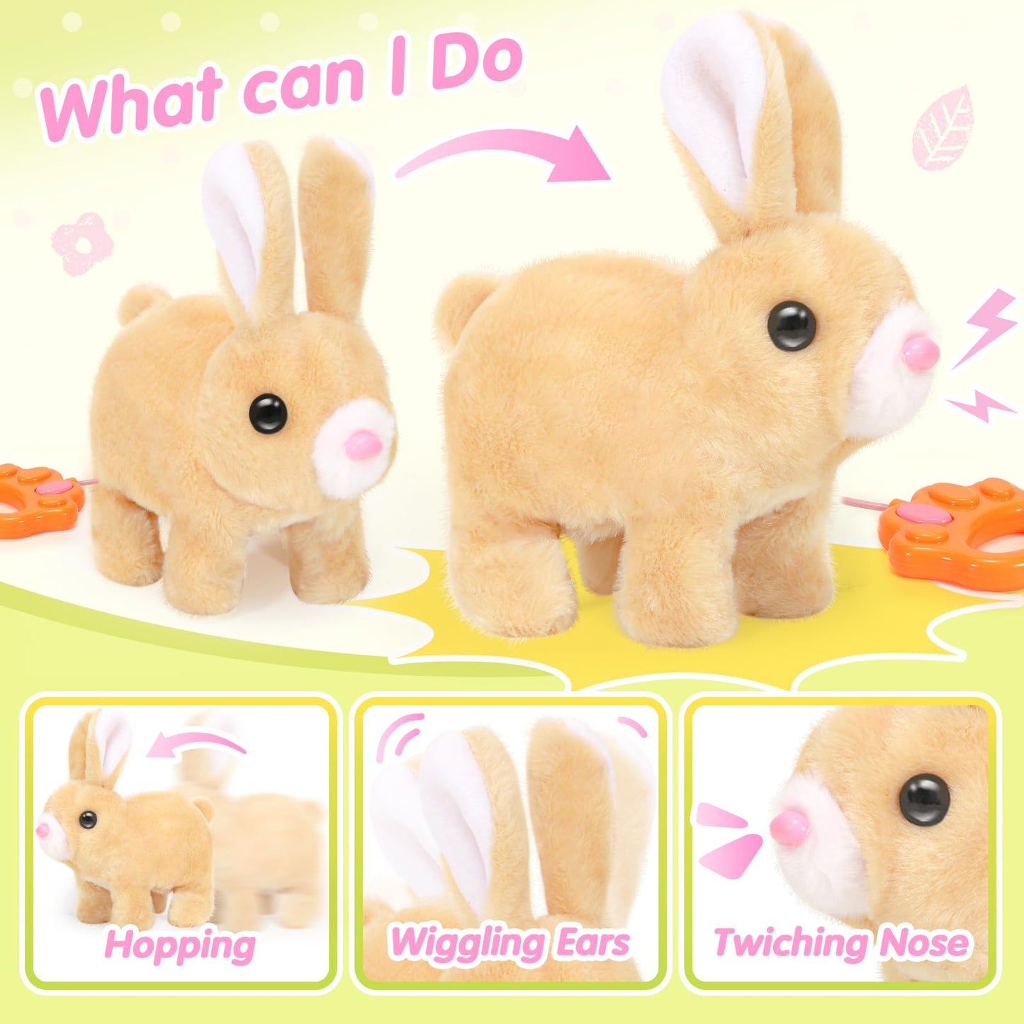 Catchcute Plush Bunny Easter Toys For Kids,Interactive Bunny With Sounds,Can Walk,Wag Tail And Twitch Nose With Remote Control L