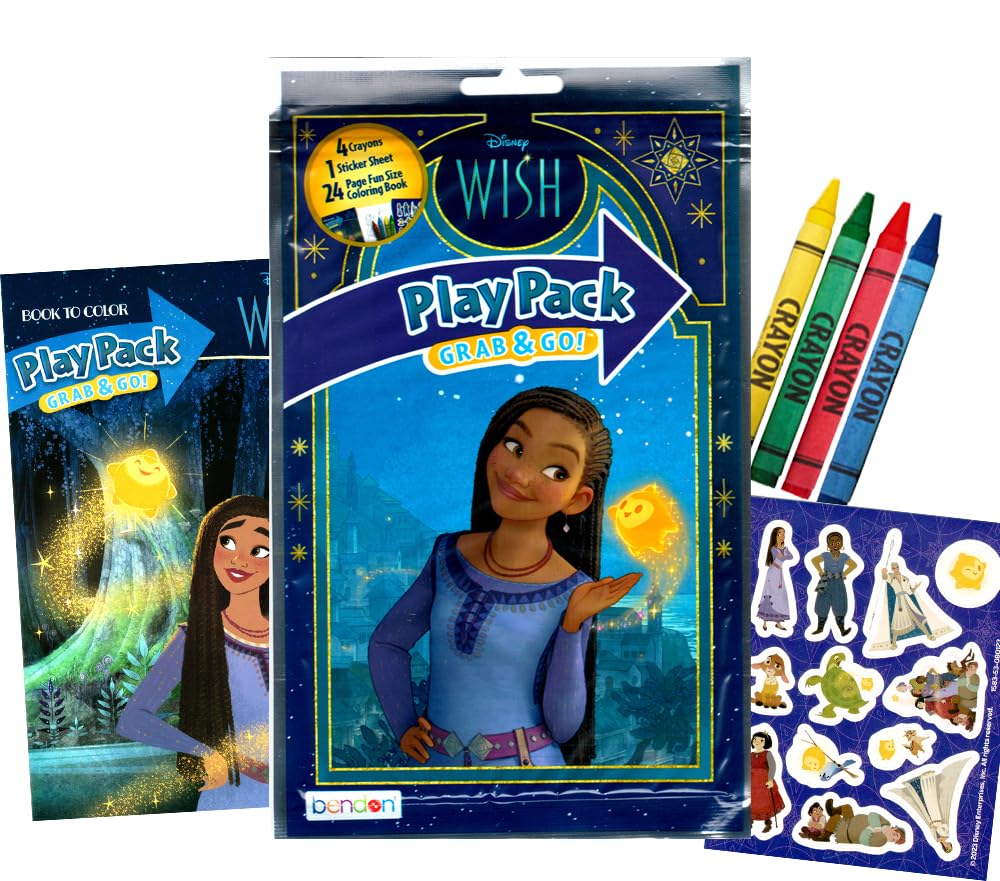Disney Wish Coloring Book and Sticker Activity Set for Kids - Bundle with Disney Wish Book, Wish Imagine Ink, Wish Play Pack, St