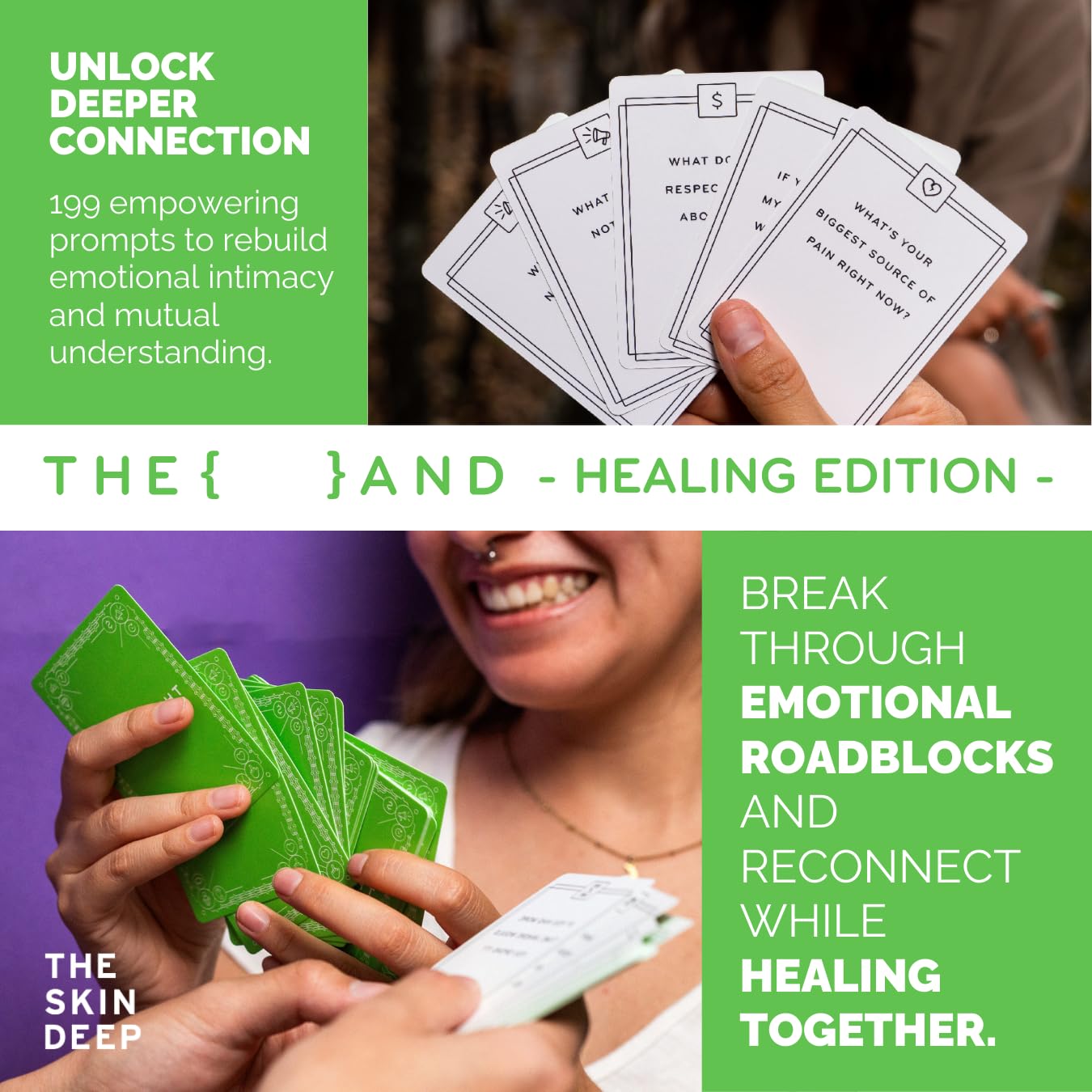 {THE AND} Healing Edition Couple Card Game - 199 Question Cards for Healing Relationships - Green, Cards