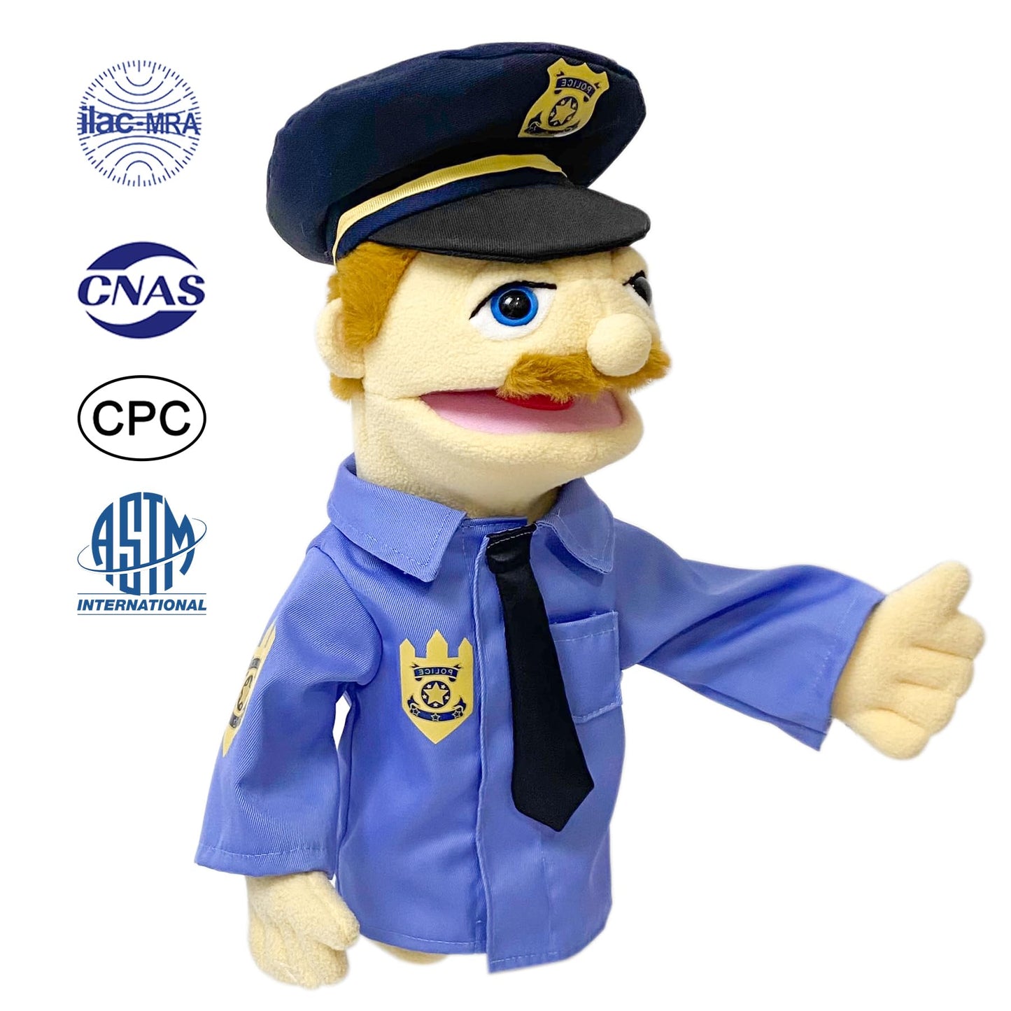 Okegztoa 16'' Entriloquist Puppet, Hand Puppet For Kids And Adults, Plush Policeman With Removable Mouth And Scalable Control Ro