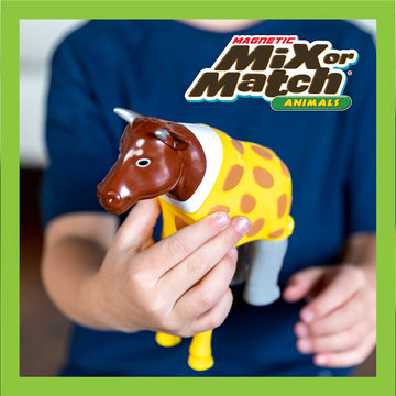 POPULAR PLAYTHINGS Magnetic Mix or Match Jungle Animals Toy Play Set - 16 Standard Size Pieces for Creative Play and Learning
