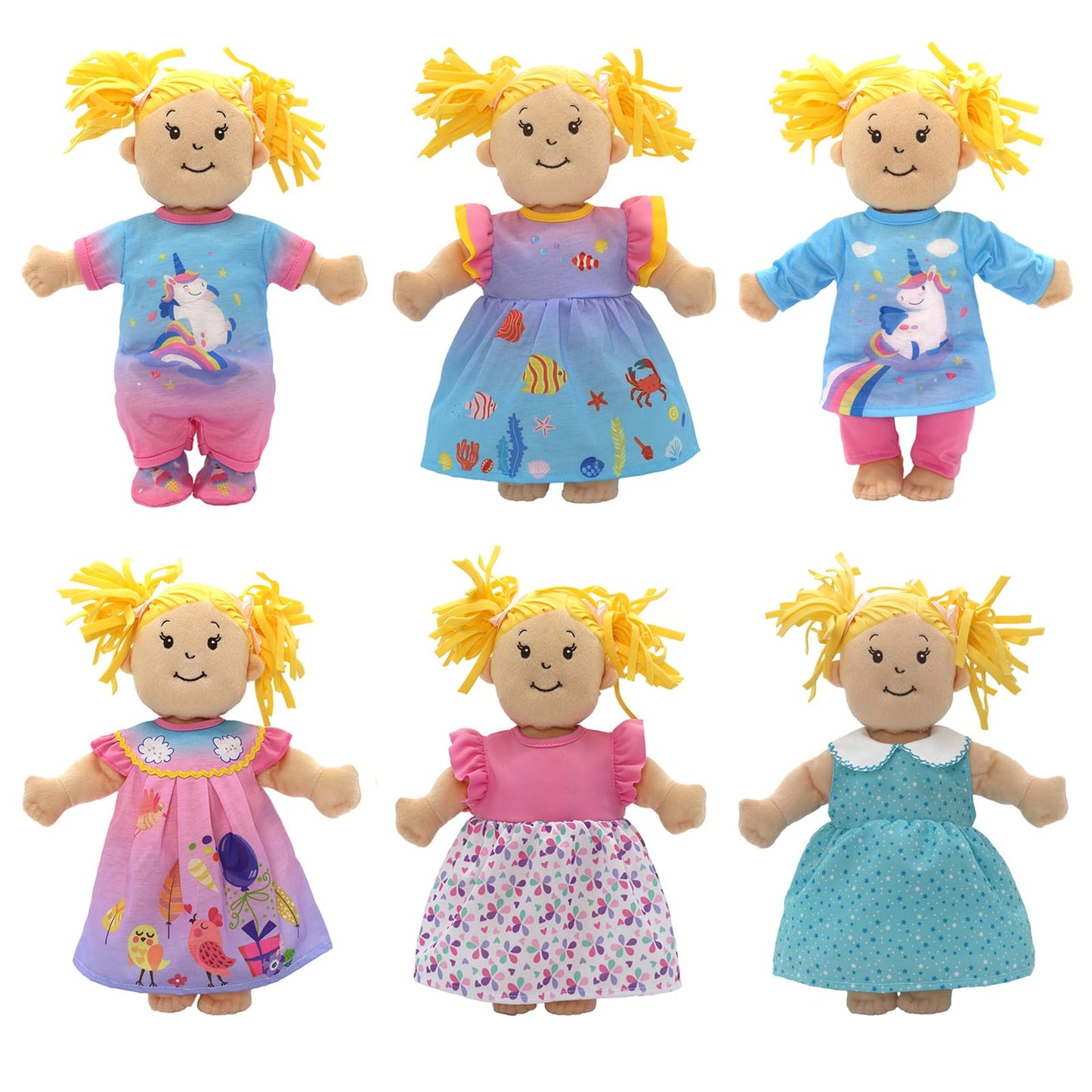 6 Pack Doll Clothes For 13-16 Inch Baby Dolls, Dress For 13-16 Inches Dolls, Compatible With Toy Jc, Toy Manhattan, Toy Doug Melissa