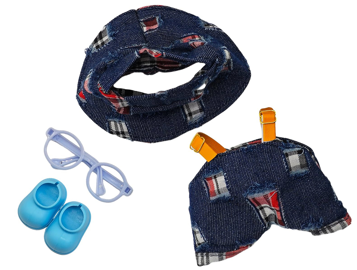 Doll Clothes Accessories Set for 17cm  Funny Outfit Set Compatible with 17 cm  Adorable Doll Clothing Set  Cute Clothes for Dress up Unique Style  No Doll Included (Denim Blue)