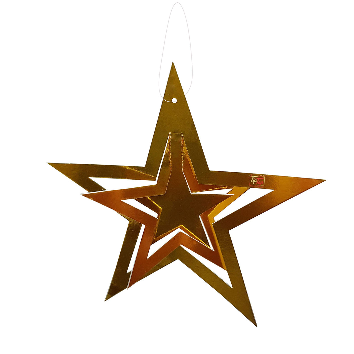 Tiptop Decoration 3D Metallic Foil Board Hanging Decorating Kit (Set Of 11 Pieces) (Gold Stars)