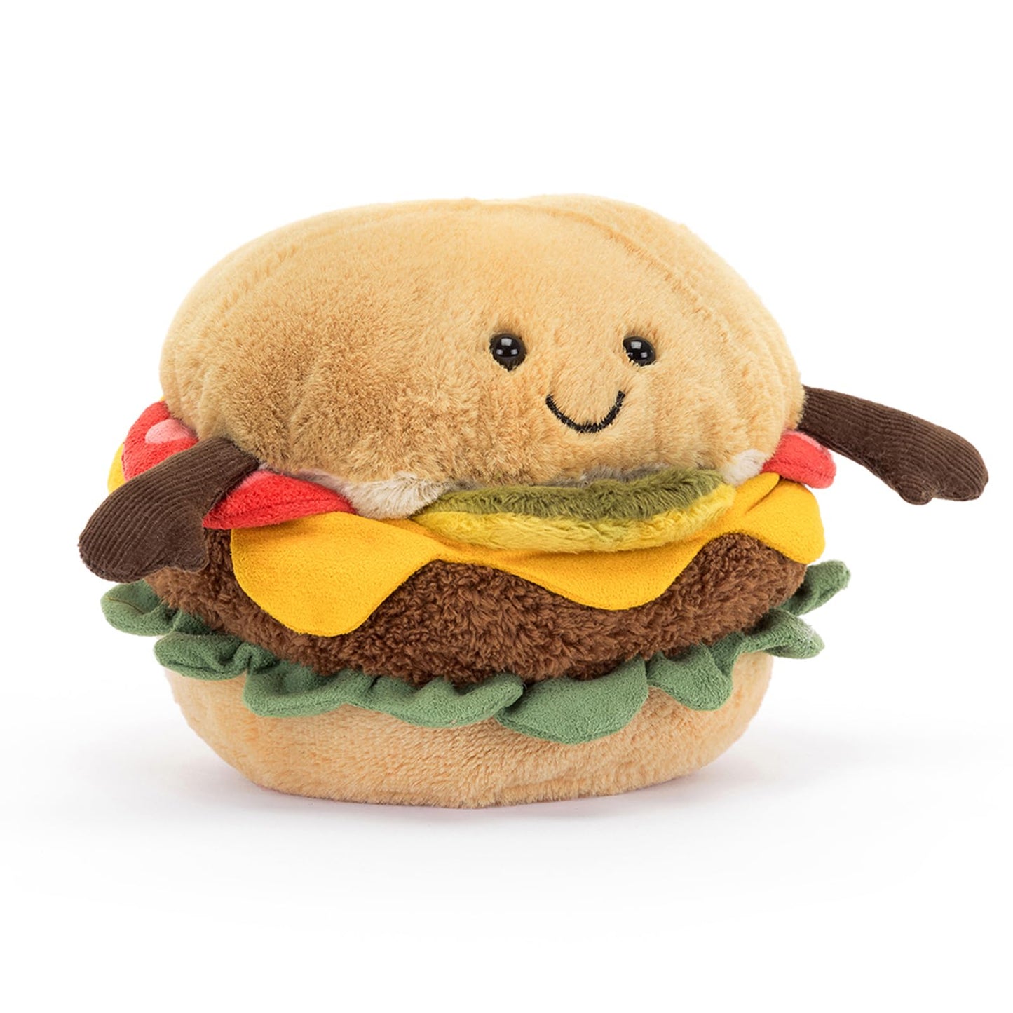 Jellycat Amuseables Burger Stuffed Toy  4.5 inches - Food Plush - Fun Gift Idea
