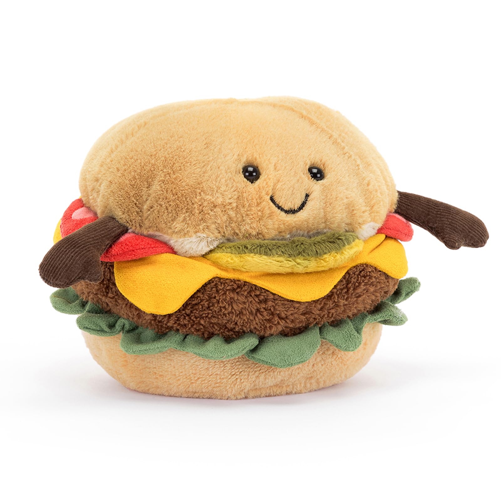 Jellycat Amuseables Burger Stuffed Toy  4.5 inches - Food Plush - Fun Gift Idea