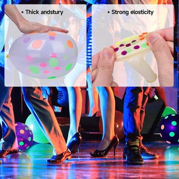90 Pcs Uv Neon Balloons,Neon Polka Dot Glow Party Balloons Uv Black Light Balloons Glow In The Dark For Birthday Decorations Wed