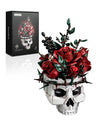 iATOM Skull Roses Flower Bouquet Building Set  Skull Planter Botanical Collection Kit for mature-themed  Gift for Christmas  Gothic Horror Skeleton Home Table Centerpiece Decor  IA11008