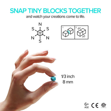 Pixio Amphibio- Tiny Magnetic Blocks Building Toy In The Pixel Art Style With Free App - 5/16' Plastic Cubes With 6 Magnets Inside - Open Ended Toy - Creativity Toy For Ages 6+