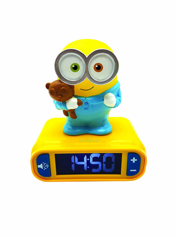 LEXiBOOK - Minions - Bob Digital Alarm Clock with Night Light - Snooze Function - Minions Sound Effects - for Children/Kids - Lu