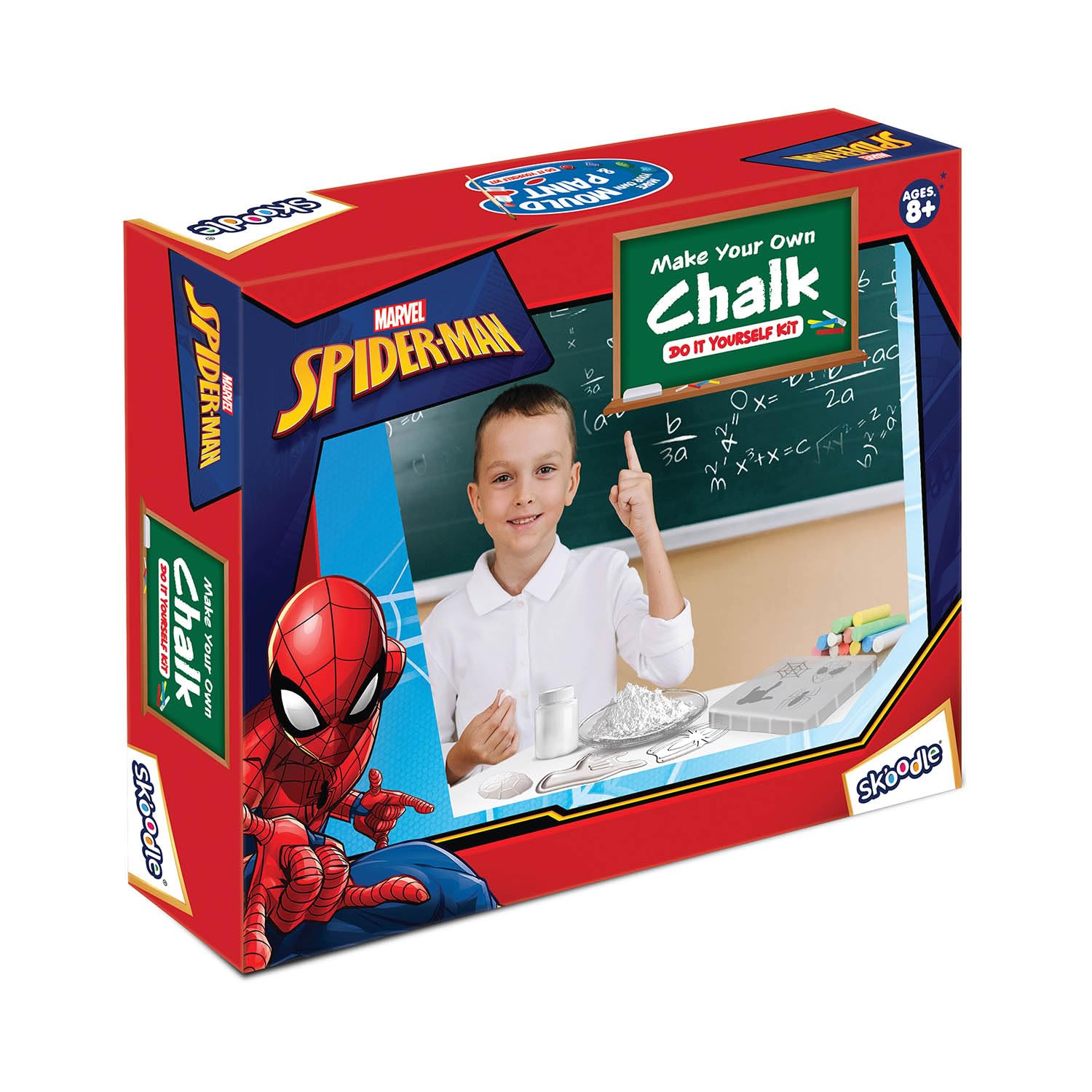 Skoodle Plastic Spiderman Make Your Own Shaped Chalks, Educational Diy Activity Toy Kit For Ages 6+, Creative Learning Games For
