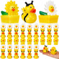 48 Pcs DEEKIN Summer Bee Daisy Rubber Ducks Bulk 2 Inches Honeybee Daisy Party Favors for Dashboard Decorations Hide Cruise Ship