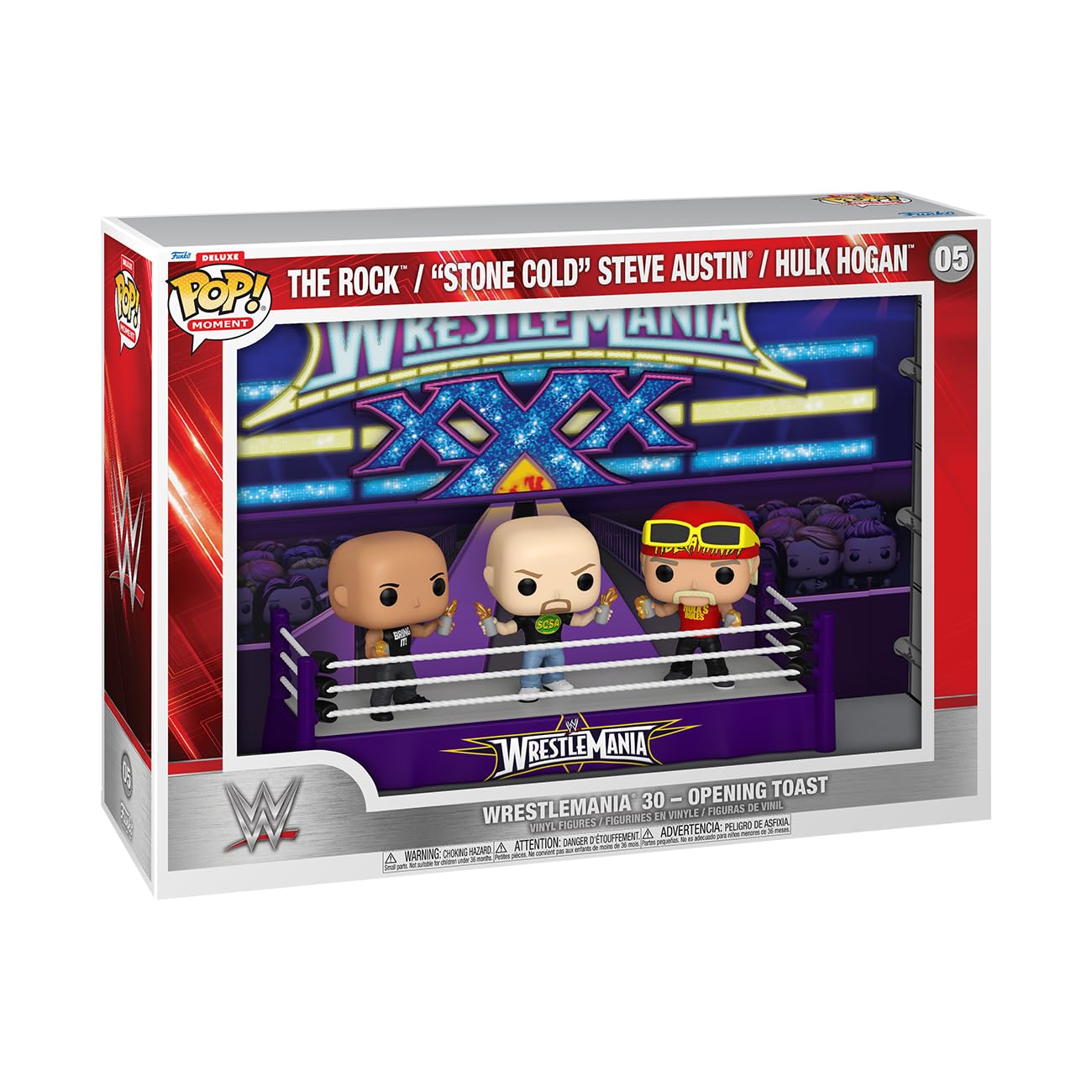 Funko Pop! Moments Deluxe WWE Wrestlemania 30 Vinyl Figure Set - The Rock, Stone Cold Steve Austin, Hulk Hogan - Multicolor