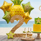 Atpata Funky Fruit Theme Golden Pineapple Happy Birthday Foil Balloons 7pcs. Set for Summer Birthday Party Decoration