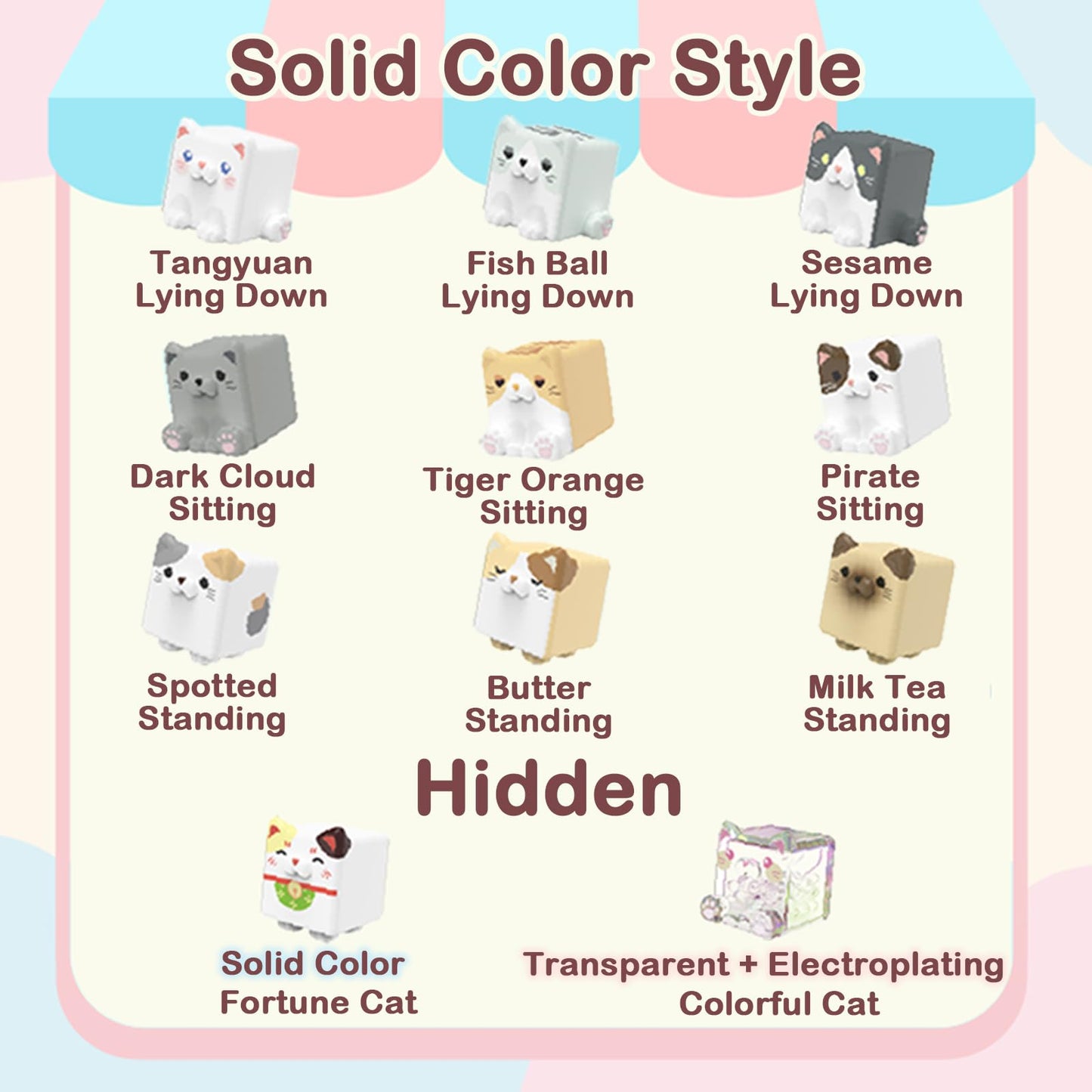 BEEMAI Square Cat Blind Pack - 5PCs Collectible Toys, Random Design, Multicolored, PVC Figures, Perfect Birthday Gifts