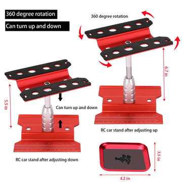 RC Car Repair Work Stand 652 PCS Screw Kit with Srew Tray RC Repair Tool Kit Universal RC Screw Set for Arrma Redcat Traxxas Axi