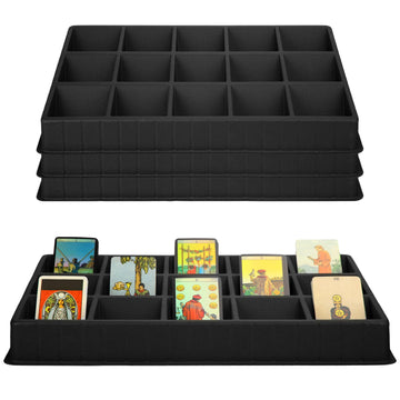 Geetery 4 Pack Card Sorting Tray Black Stackable Sports Card Sorting Trading Dividers 15 Compartment Tray For Organizing(18 X 13