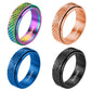 Hothink Anxiety Rings Fidget Rings For Women Spinner Rings For Anxiety 4Pcs 6Mm Rainbow Titanium Steel Rings Size 5-11 (Snakeski