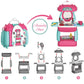 Shape28 Beauty Bag Playset Pretend Makeup Toy Set 44 Pieces Children Makeup Toy Princess Dressing Table Kids Vanity (DarkPink)