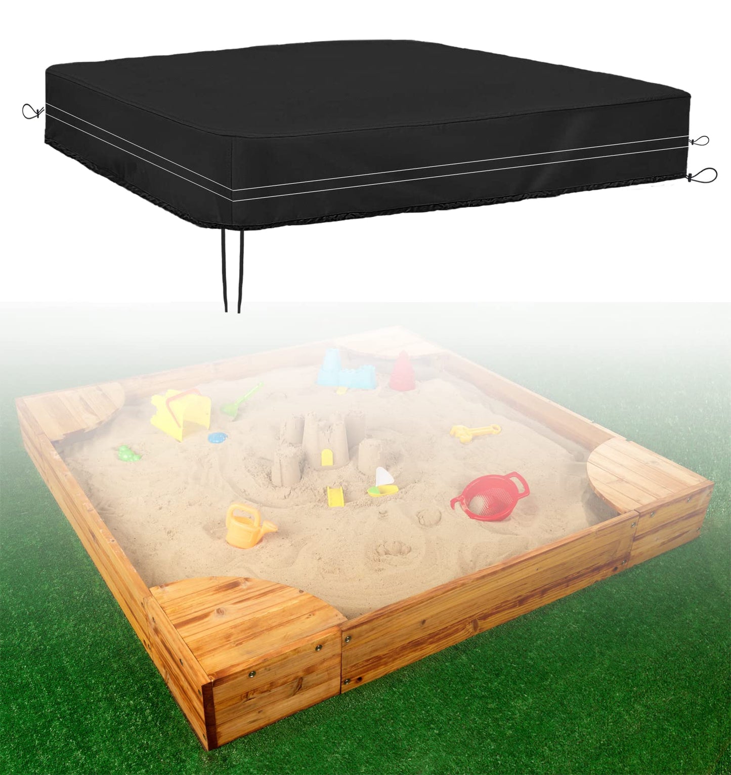 Dustyprote Sandbox Cover, 420D Heavy Duty Sandbox With Cover, Sand Coxes For Kids Outdoor With Lid-60In, Square Sandboxes Sandpi