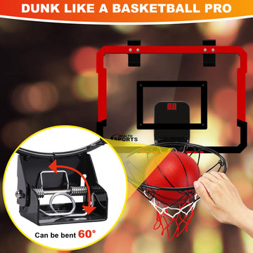 Xucutu Indoor Mini Basketball Hoop For Door Over The Door Basketball Mini Hoop With Balls, Foldable Basketball Hoop For Wall & R