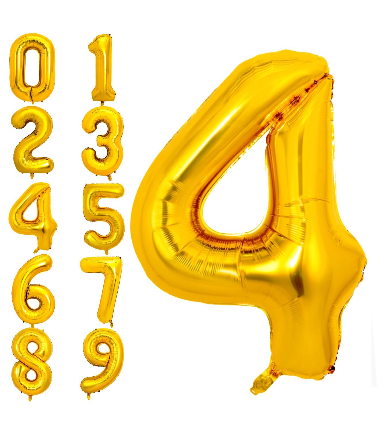 Pigetale 40 Inch Gold Large Numbers Balloons 0-9 Giant Jumbo Number 4 Digit 4 Helium Balloons, Big Foil Mylar Number Balloons Fo