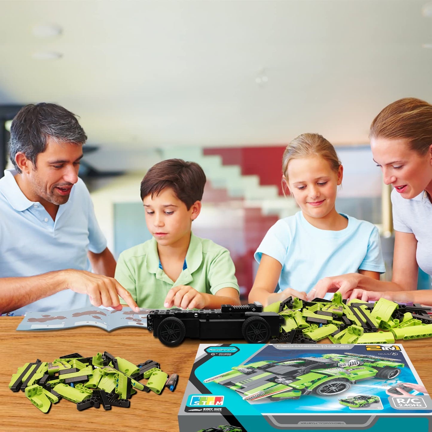 Gamzoo Stem Building Toys For Kids With 2-In-1 Remote Control Racer Snap Together Engineering Kits Early Learning Racecar Buildi