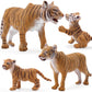 Gemini&Genius Tigers Family Figurines Set, Educational Wildlife Models, Brown Plastic, Cake Toppers & Birthday Gift for Kids