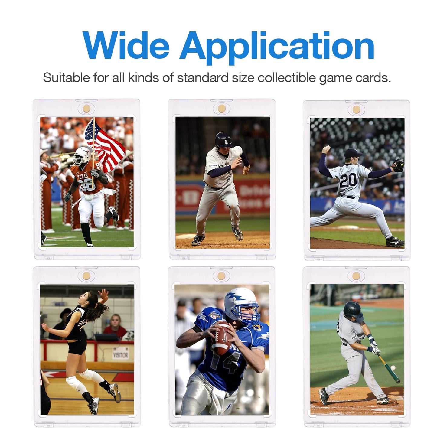 20 Pack - Magnetic Card Holder, 35Pt Magnetic Trading Card Holder, Baseball Card Holder, Hard Acrylic Card Cases, Card Protector For Game Baseball Sports Card, Fit For Standard Card