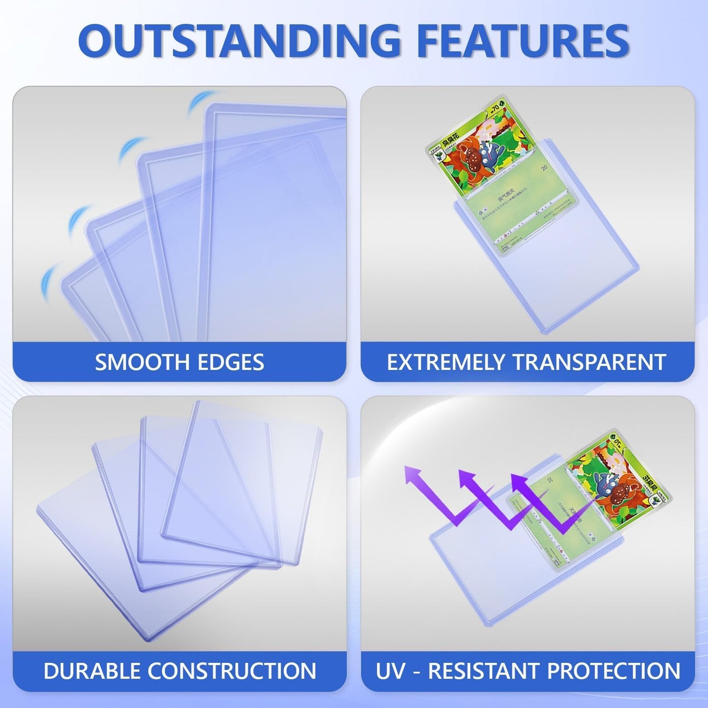 Dedc 200 Packs Trading Card Shipping Protectors 100 Packs Card Protector Shipping 50 Pcs Top Loaders 50 Pcs Black Bubble Mailers