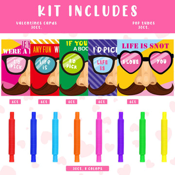 Pasimy 30 Sets Valentines Day Gifts Nose Picking Valentines Cards With Pop Tubes I Pick Your Nose Cards Exchange Party Supplies