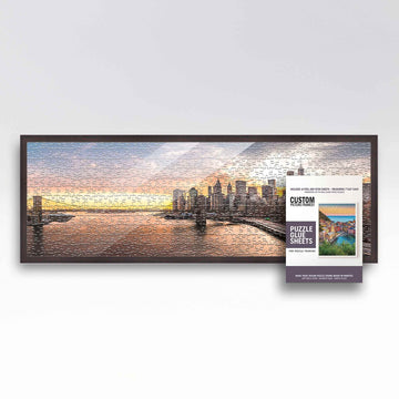 13X39 Rustic Brown Wood Picture Frame Set With Peel And Stick Puzzle Glue Sheets | Interior Frame Depth 0.5 Inches | Rustic Brow