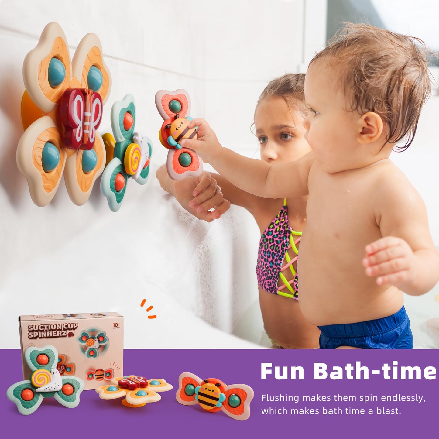 Likee Strong Suction Cup Fidget Spinnerz Sensory Bath Toys For Baby 12 18 Months Airplane Car Travel Table & Window Toys For 1 2 Years Old Toddler Boys And Girls (Snail)