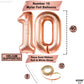 Huge 40 Inch, Rose Gold Number 10 Balloon - Foil 10 Balloon Number | 10 Birthday Balloon For 10 Year Old Birthday Decorations | 10Th Birthday Decorations For Girl | Number 10 Balloons For Anniversary
