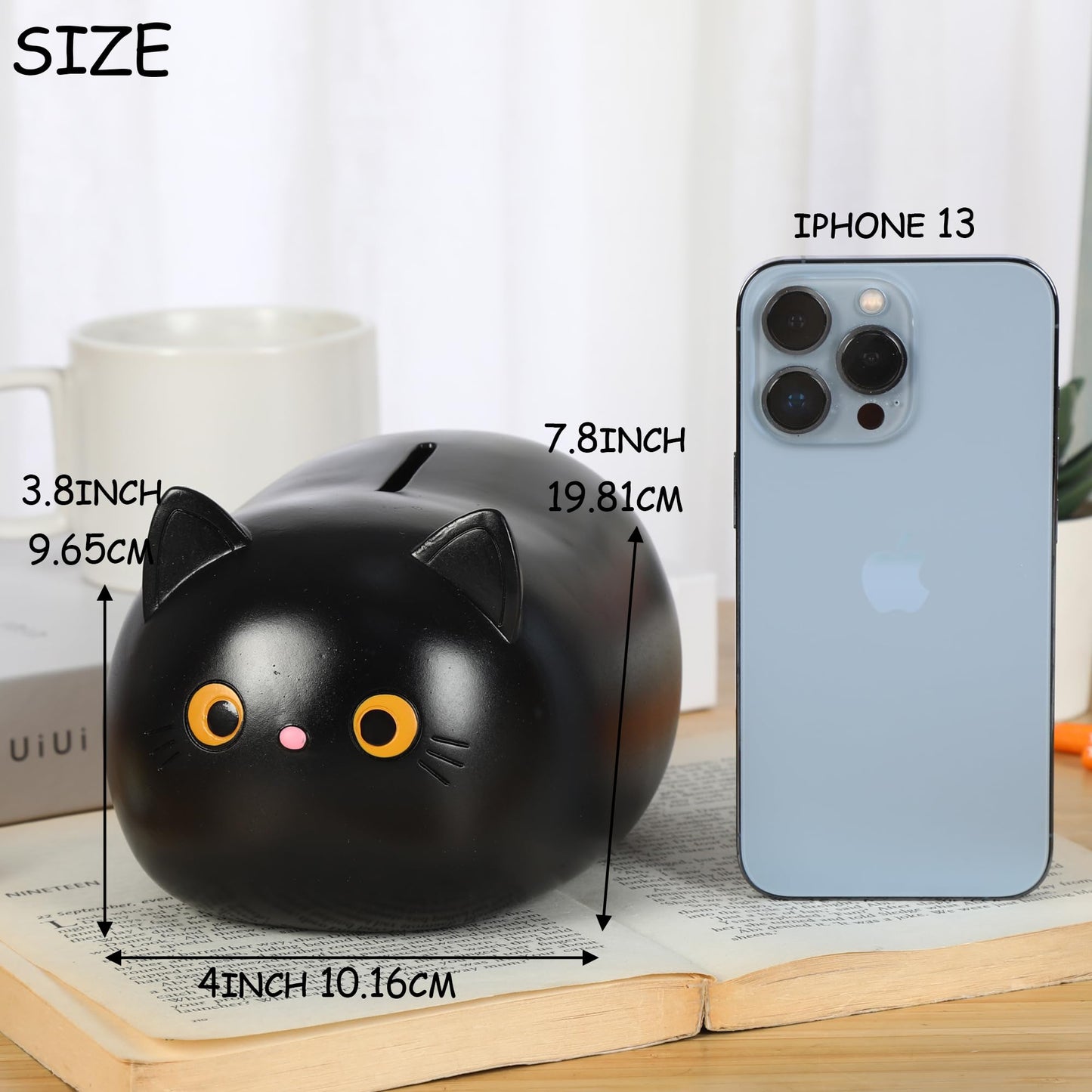 H&W Black Cat Piggy Bank For Girls,Plastic Coin Bank,Unbreakable Money Bank,Cute Piggy Bank For Kids,First Money Box,Best Birthday