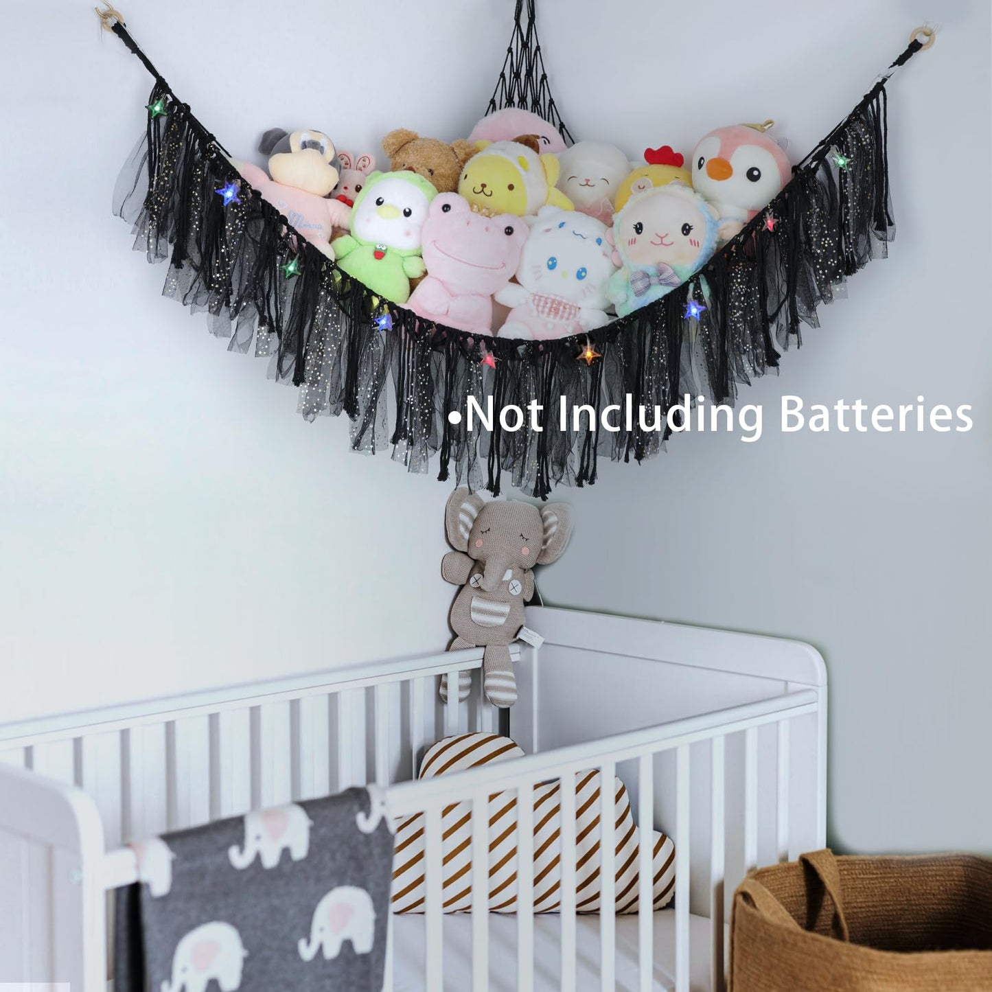Yelienm Stuffed Animals Net Or Hammock With Led Light, 59 Inch Toy Hammock Net For Stuffed Animals Corner Hanging Stuffed Animal