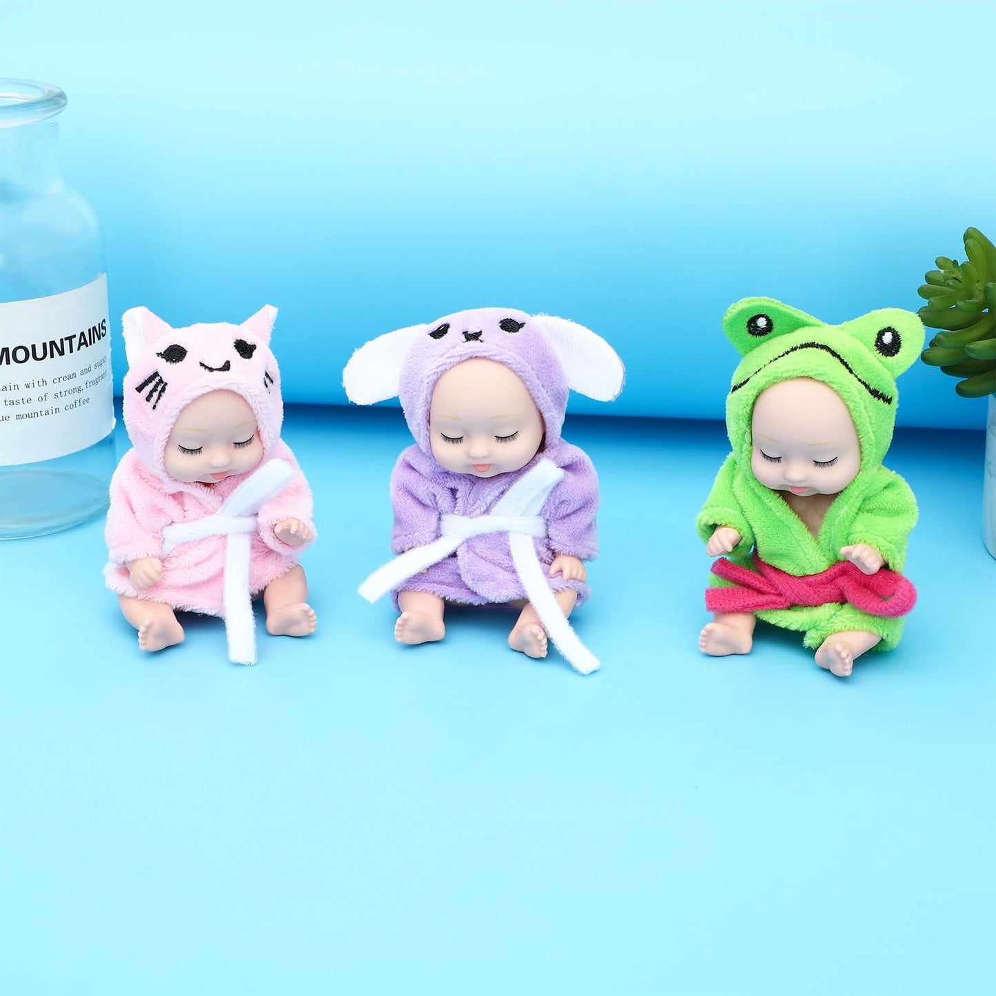Onest 6 Sets 4 Inch Dolls Cute Baby Dolls Include 6 Pieces Baby Mini Dolls, 6 Sets Handmade Doll Clothes