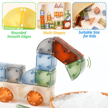 67 Pcs Magnetic Blocks For Kids, 3D Magnetic Geometric Building Block Set For Toddlers, Stem Educational Preschool Sensory Monte