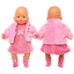 Baby Doll Clothes Casual Cute Pink Suit With Dress Coat Socks Suitable For 14-16 Inch Dolls 3-Piece Set