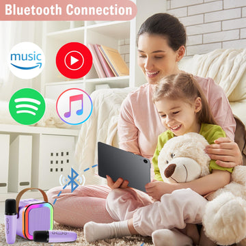 Mini Karaoke Machine For Kids Adults: Portable Bluetooth Karaoke Microphone Speaker With 2 Wireless Microphones For Singing - Birthday Gifts For Girls Toys Family Home Party Travel