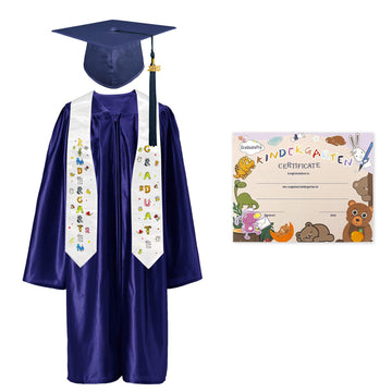 Graduatepro Kindergarten Graduation Cap And Gown Package Class Of 2025 For Kids With Stole Certificate As Party Gift Navy 33