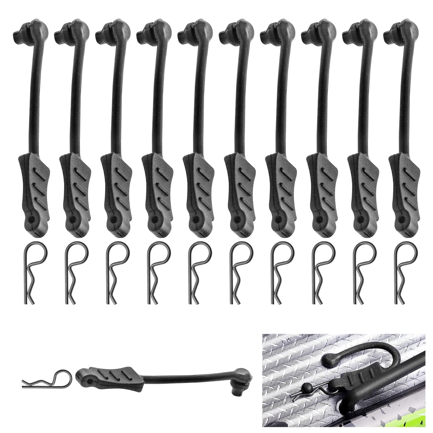 20pcs HobbyPark Micro RC Car Body Clips and Pull Tabs Retainer R Pins for 1/24 1/28 1/36 Scale Mini Cars SCX24 FCX24 Gladiator B
