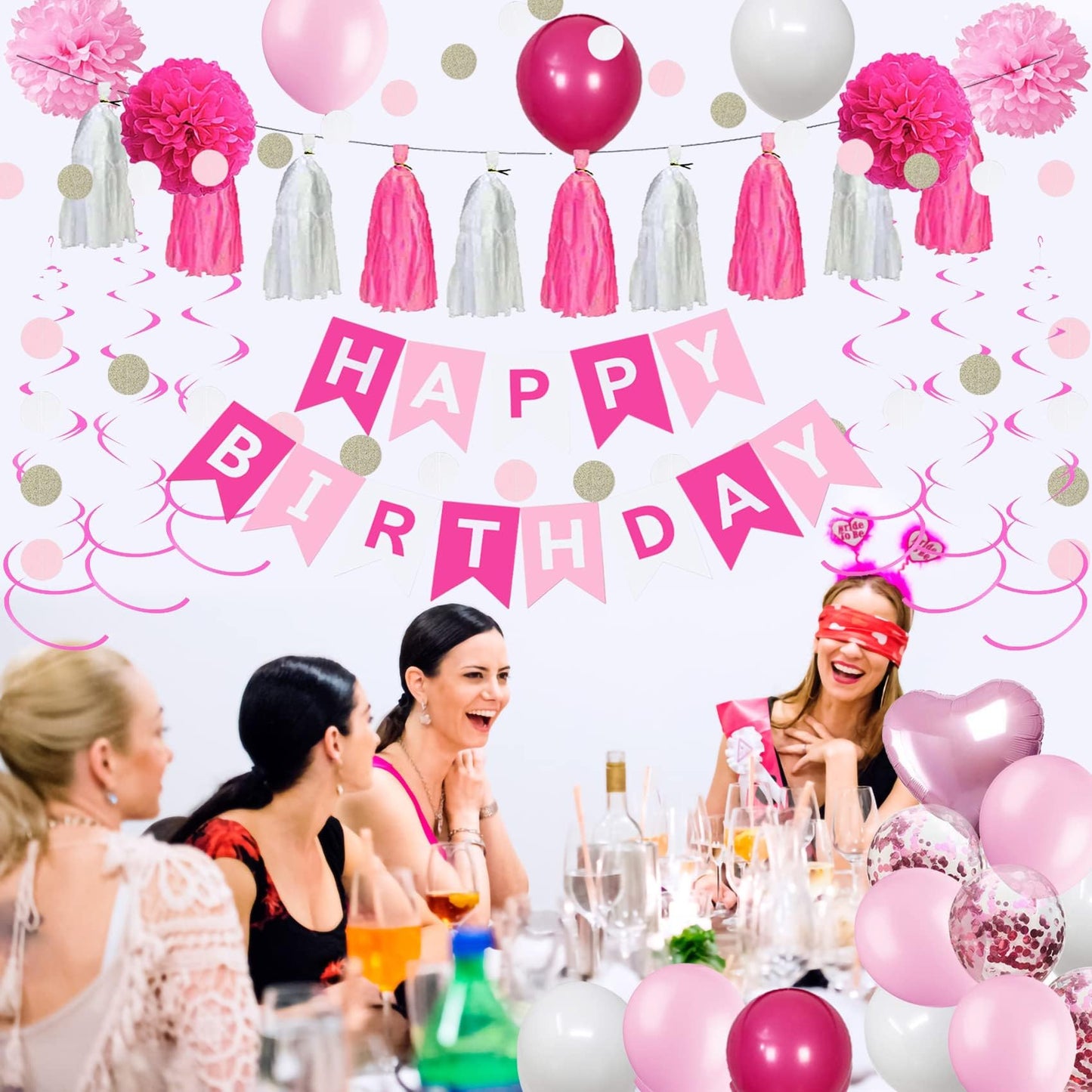 Sweet 36Th Birthday Decorations For Women, Pink And White 36 Happy Birthday Balloons, 36Th Birthday Party Supplies Including Pin