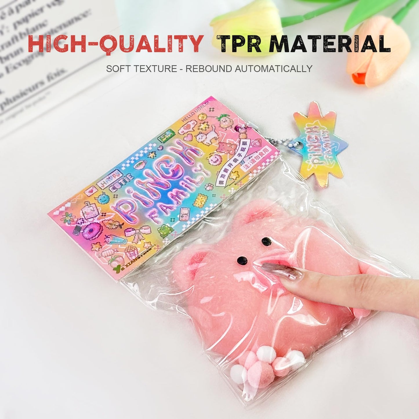 Taba Squishy Toys Valentines Cute Kawaii Cat Paw Squeeze Toys  Sticky Squishy Fidget Toys Silicone Squeeze Toy for Stress Relief Cute Soft Toys Best Valentines Gift for Anniversary (Fluffy Piggy)